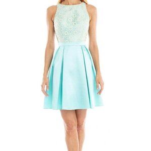 NWT Terani Couture 1821H7914 Pleated Homecoming Dress Silver White Size 0